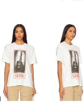 Daydreamer Johnny Cash White Tee with Red and Black Graphic